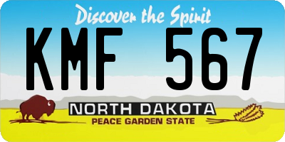 ND license plate KMF567