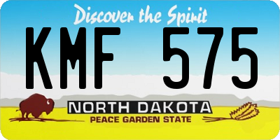 ND license plate KMF575