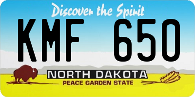 ND license plate KMF650