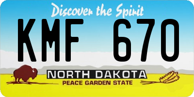 ND license plate KMF670