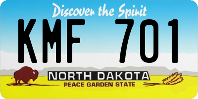 ND license plate KMF701