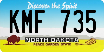 ND license plate KMF735