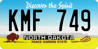 ND license plate KMF749