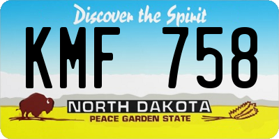 ND license plate KMF758