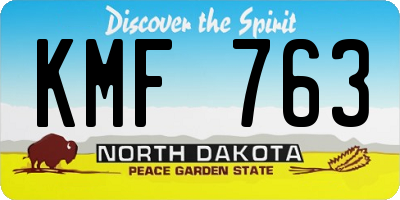 ND license plate KMF763