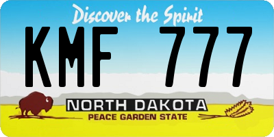 ND license plate KMF777