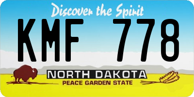 ND license plate KMF778