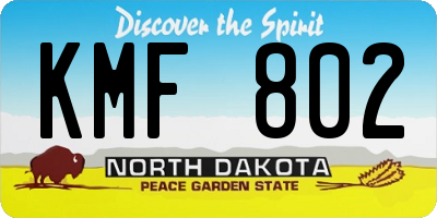 ND license plate KMF802