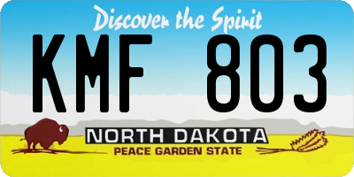 ND license plate KMF803