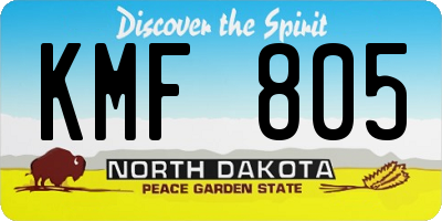 ND license plate KMF805
