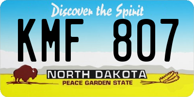 ND license plate KMF807