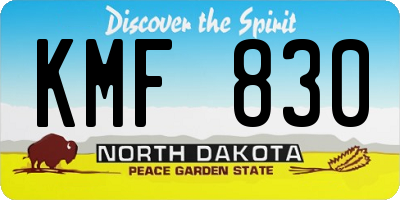 ND license plate KMF830