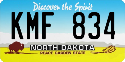 ND license plate KMF834