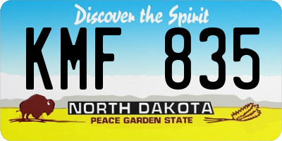 ND license plate KMF835