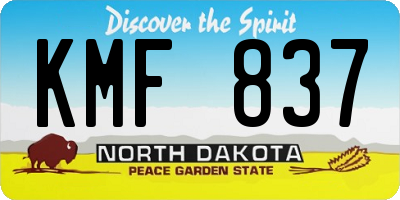 ND license plate KMF837