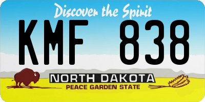 ND license plate KMF838