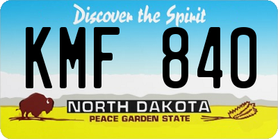 ND license plate KMF840