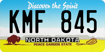ND license plate KMF845