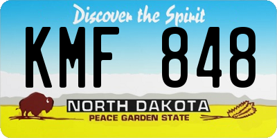 ND license plate KMF848