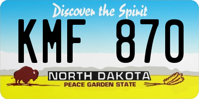 ND license plate KMF870