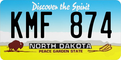 ND license plate KMF874