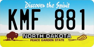 ND license plate KMF881