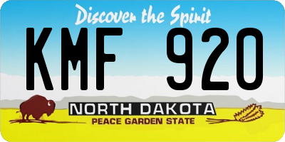 ND license plate KMF920