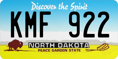 ND license plate KMF922