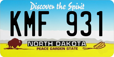ND license plate KMF931