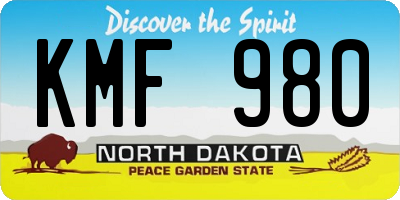 ND license plate KMF980