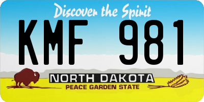 ND license plate KMF981