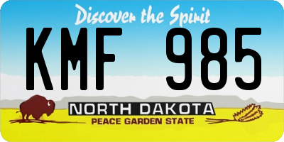 ND license plate KMF985
