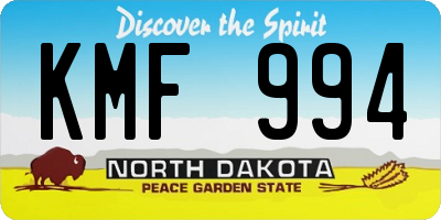 ND license plate KMF994
