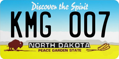 ND license plate KMG007