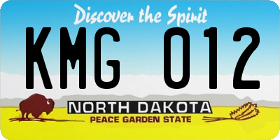 ND license plate KMG012