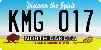 ND license plate KMG017