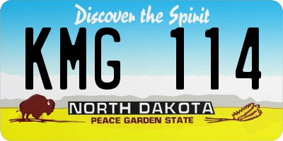 ND license plate KMG114