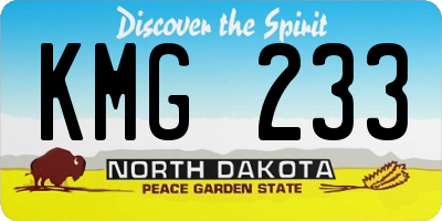 ND license plate KMG233