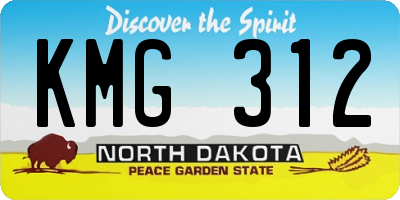 ND license plate KMG312