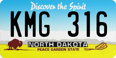 ND license plate KMG316