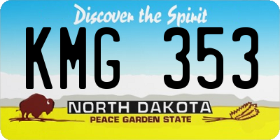 ND license plate KMG353