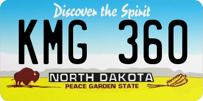 ND license plate KMG360