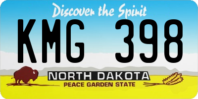 ND license plate KMG398