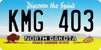 ND license plate KMG403