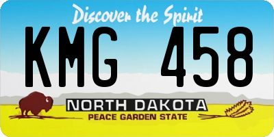 ND license plate KMG458