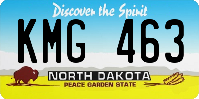 ND license plate KMG463
