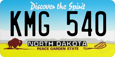 ND license plate KMG540