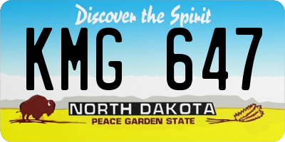 ND license plate KMG647