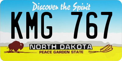 ND license plate KMG767