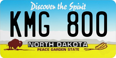 ND license plate KMG800